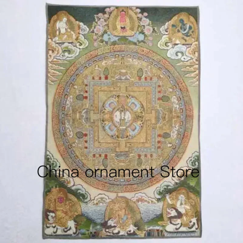 

36" Tibet Tibetan Cloth Silk Buddhism Mandala '' Tangka Thangka Painting