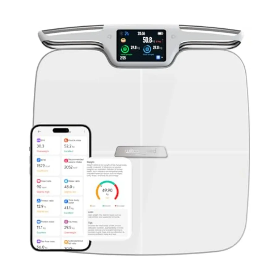 

Умные весы для измерения веса тела с поддержкой нескольких пользователей, мобильное приложение, 8 электродов, двойная частота, высокая точность для спортсменов и любителей фитнеса.