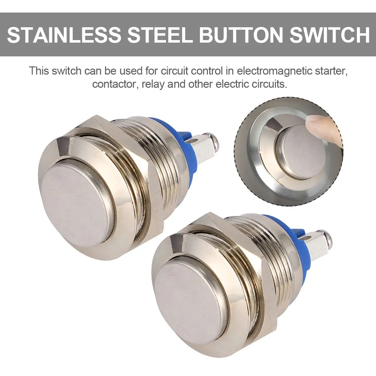 

2 Pcs Stainless Steel Steel Horn Push Scene 19Mm Button Switch Control Metal Button Switch Audio PC Lamp