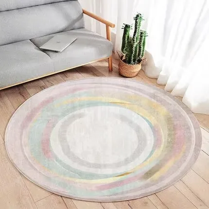 

Circular Striped Carpet for Living Room, Geometric Floor Mat, Creative Art Decorative, Non-Slip Floor Mat