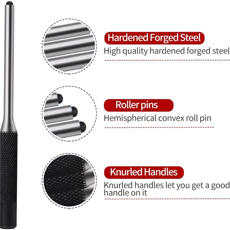 

AA81-2 Набор пробойников для рулонных штифтов с сумкой для хранения, инструменты для ремонта и удаления дыроколов, с пробойниками для штифтов и молотком