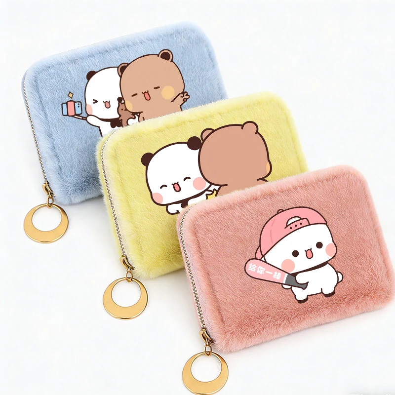 

Bubu Dudu Woman Fluffy Wallet Yier Bear Panda Zipper Wallet Cartoon Coin Purse Female Kawaii ID Card Holder Cartoon Money Bag
