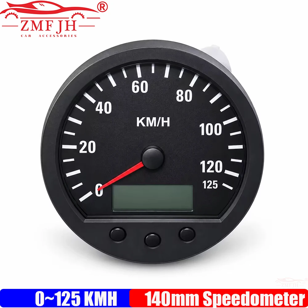 Square,Round Pulse Speedometer Odometer 140mm Diameter Speed Indication 0-125km/h With Yellow Backlight For Truck Minivan 9-36V