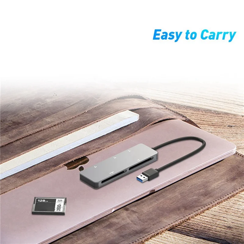 AS95-5-In-1 CF/SD/XD/CFAST/TF Card Multi-Function Portable All-In-1 Card Reader USB-A USB-C Card Reader Docking Station
