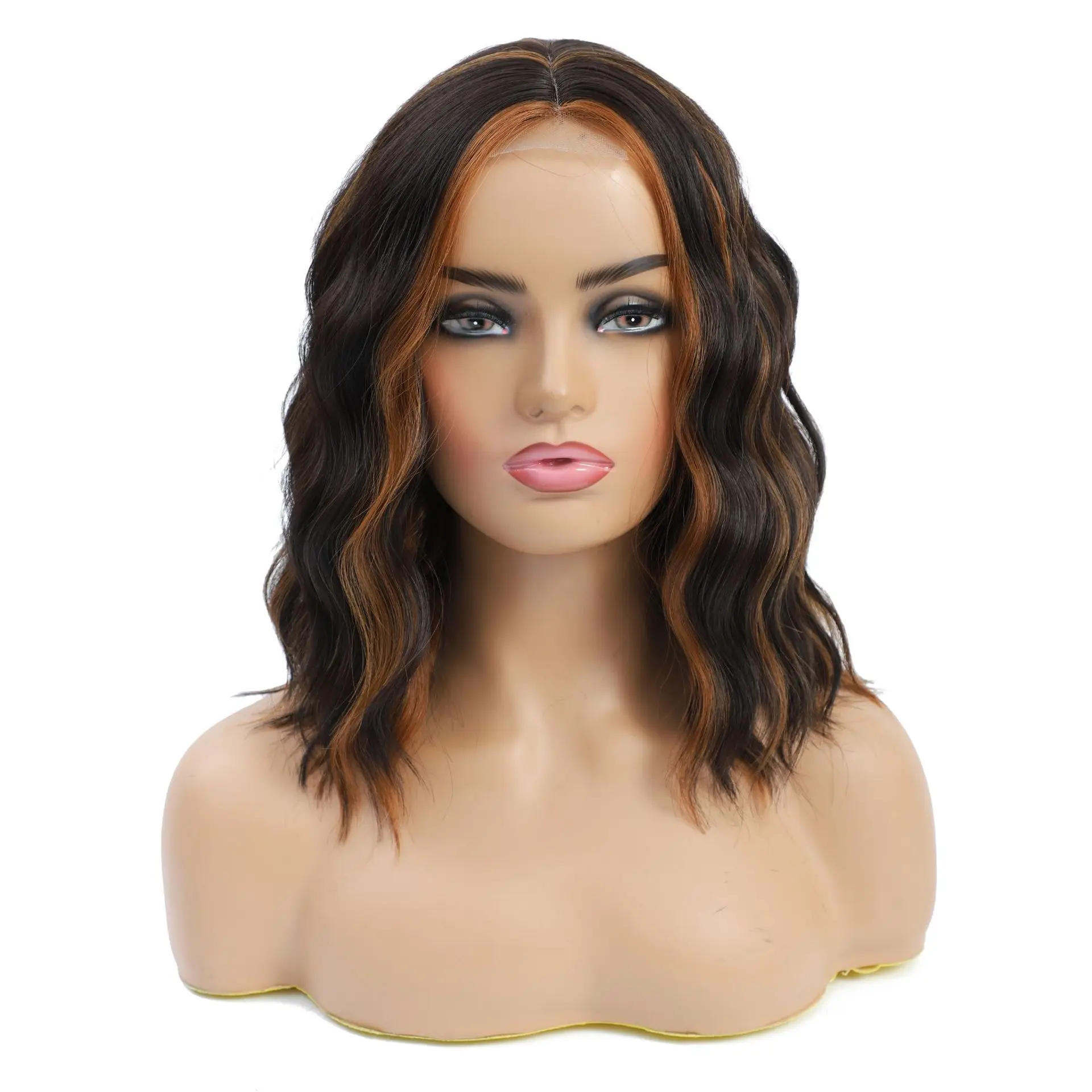 Synthetic Short Wigs For Women Middle Parting Small Area Lace Wavy Hair 2 Color  High Temperature Fiber  Cosplay/Daily/Party