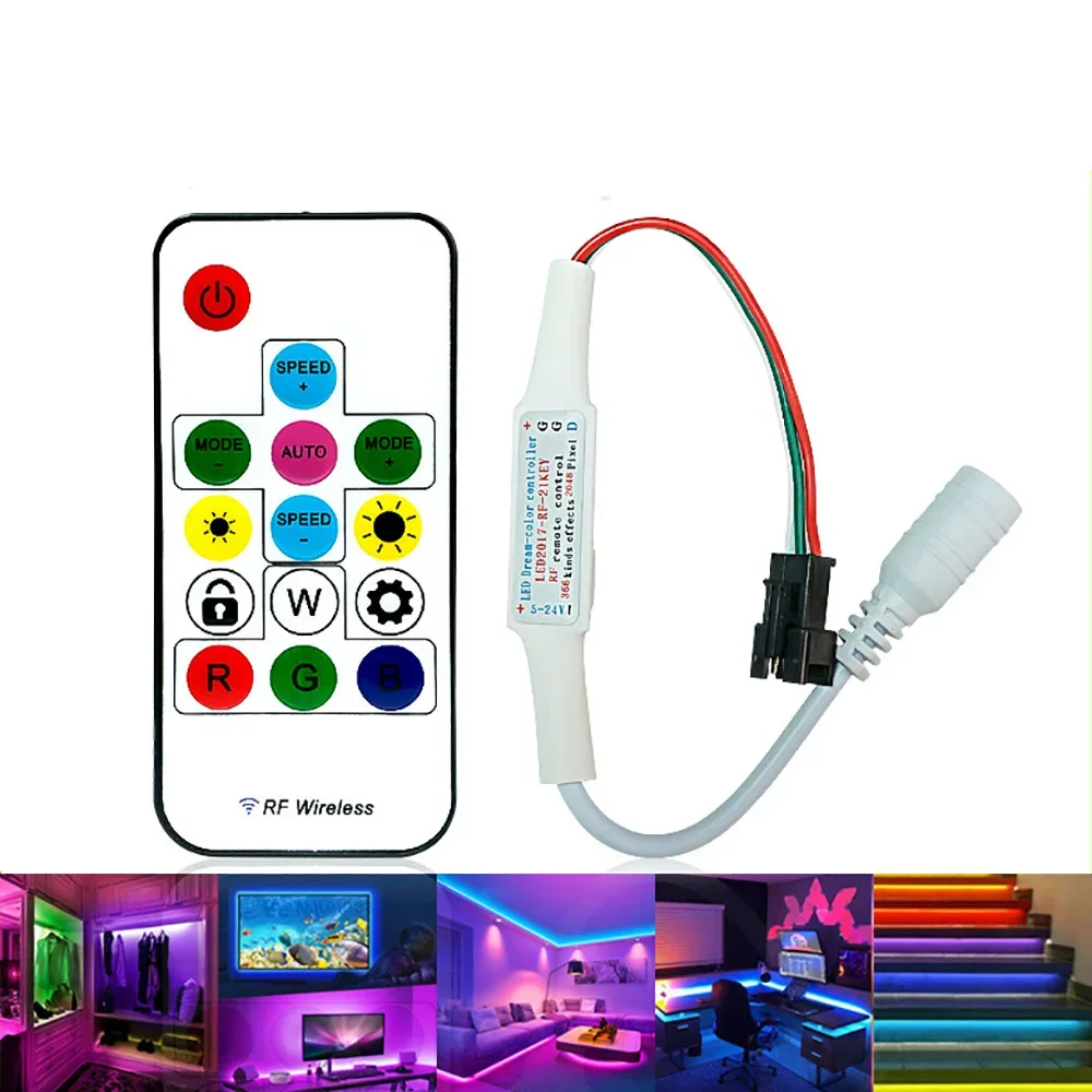 DC 12V LED RGB controller 14key mini WS 2812 b 2811 rgbw rgbww control remote for light SP103E 2835 5050 strip light magic home