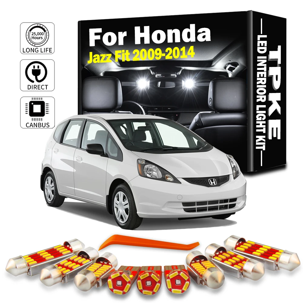 9-częściowy zestaw oświetlenia LED do czytania z wewnętrzną kopułą do Hondy Jazz Fit MK2 2 II 2009 2010 2011 2012 2013 2014 Żarówki samochodowe Canbus