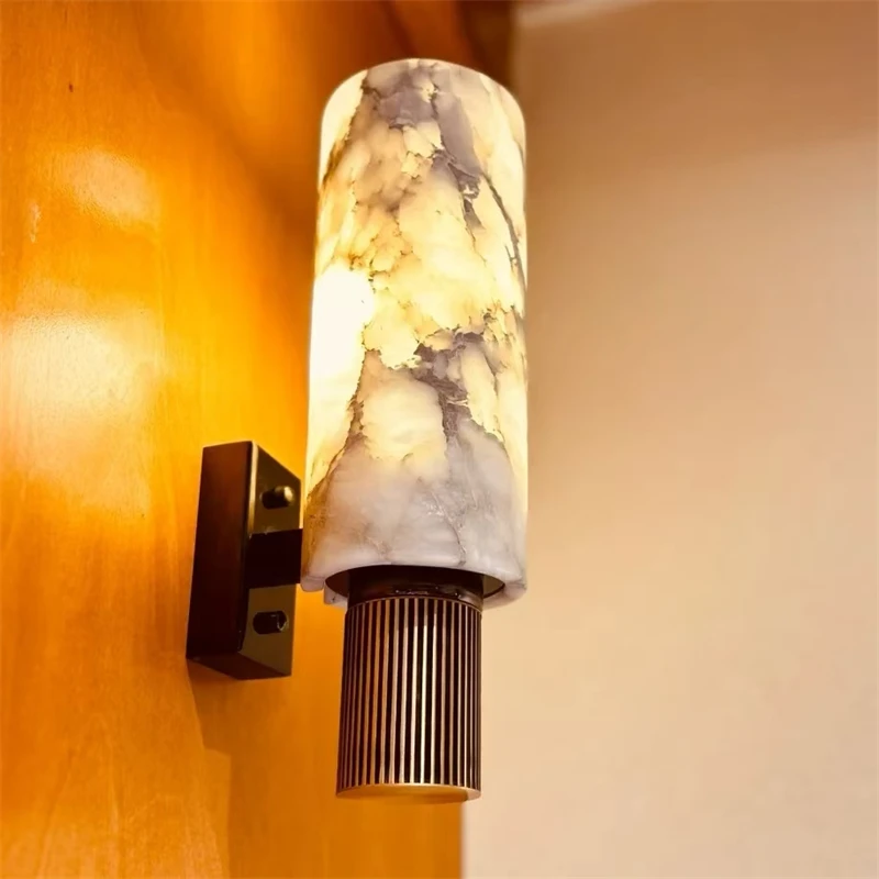 Led Natural Marble Wall Sconce Lamps Luxury Home Decoration Background Light Fixture, Bedside Hallway Bathroom Decor Lighting