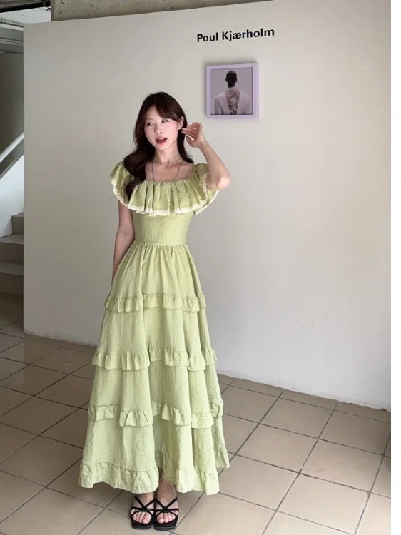 

Летнее новое платье больших размеров Long Dr, женское платье на одно плечо ort Sve Holiday Aosphere для похудения с высокой талией Dr