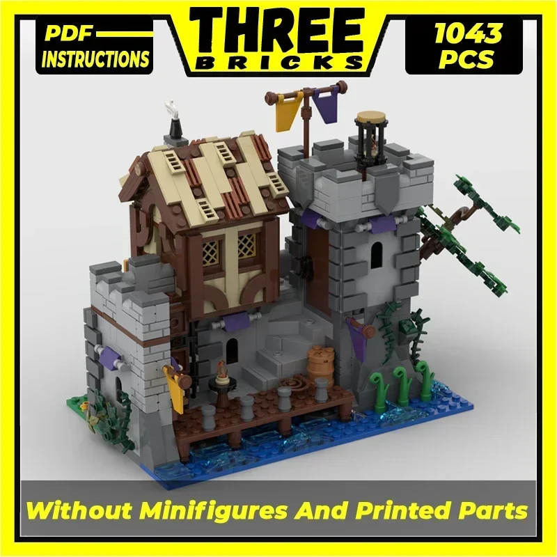 

Medieval Street View Model Moc Building Bricks Village River Port Technology Modular Blocks Gift Christmas Toys DIY Set Assembly