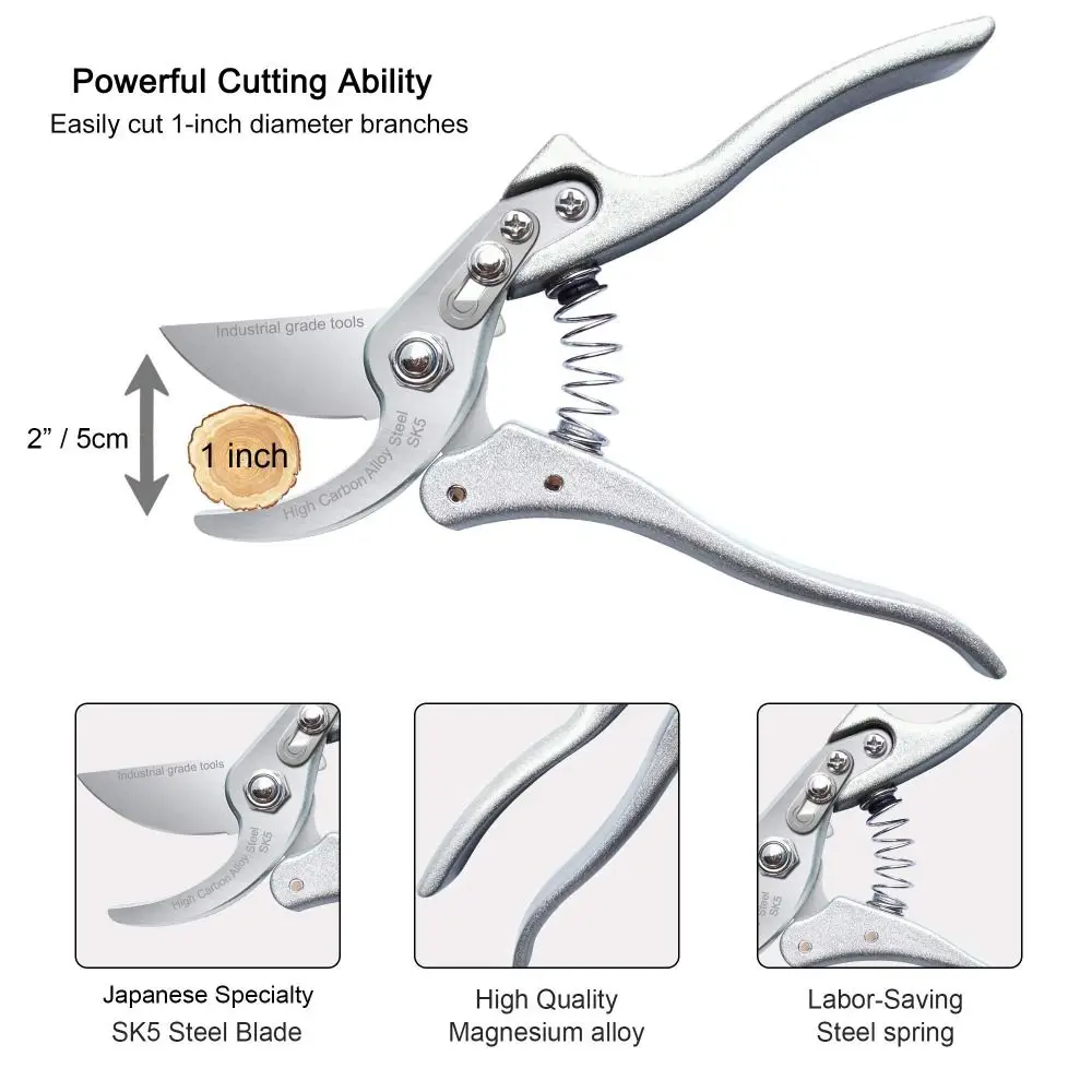 Cesoie da potatura in acciaio di alta qualità Cesoie Potatore resistente alla ruggine Impugnatura comoda Attrezzi per orticoltura Cesoie da giardino Albero