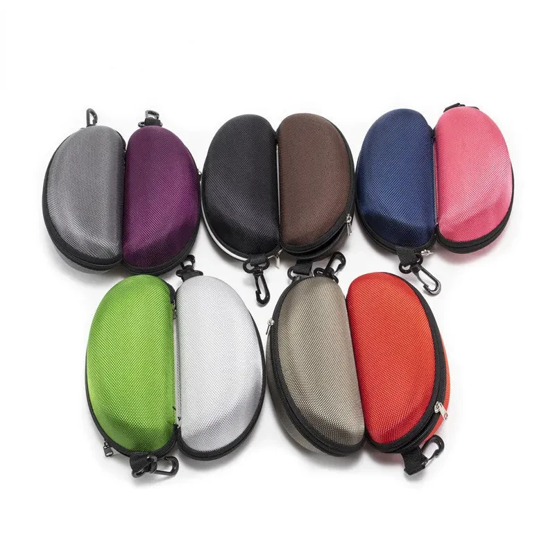 Portable Sunglasses Protector Oxford Cloth Hard EVA Zippered Eyeglasses Case with Carabiner