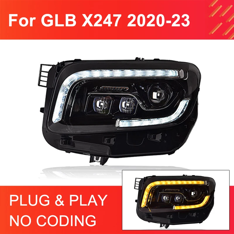 

1 Pair LED Headlight Assembly for Benz GLB X247 2020-2023 Headlights Plug and Play LED DRL Dynamic Turning Front Head Lights