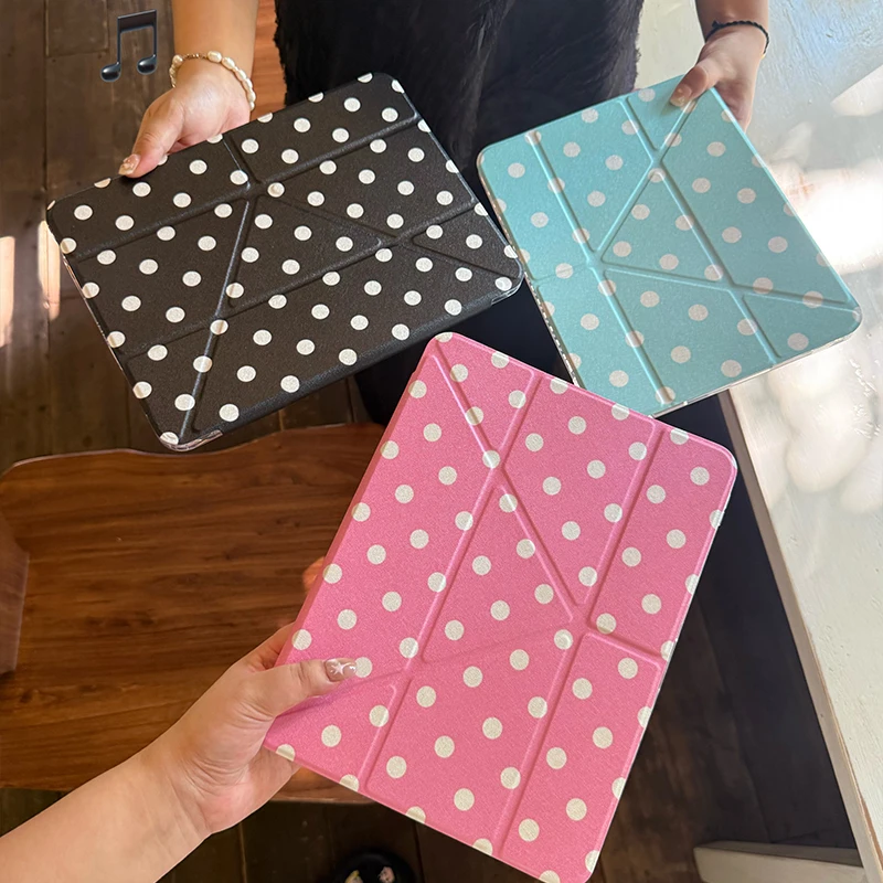 

Корейский милый чехол в горошек для iPad Pro 11 M2 M3 M4 M5 A16 2025 Air4 5 6 7 12.9/13/9.7/10.2/10.5/9.7 дюймов 5-го, 6-го, 7-го, 8-го, 9-го, 10-го, 11-го поколений