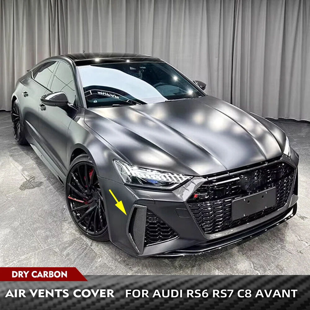 

Dry Carbon Fiber Car Front Bumper Air Scoop Insert For Audi RS6 RS7 C8 Avant 2019-2022 Car Front Air Vnet Cover Front Body Kits