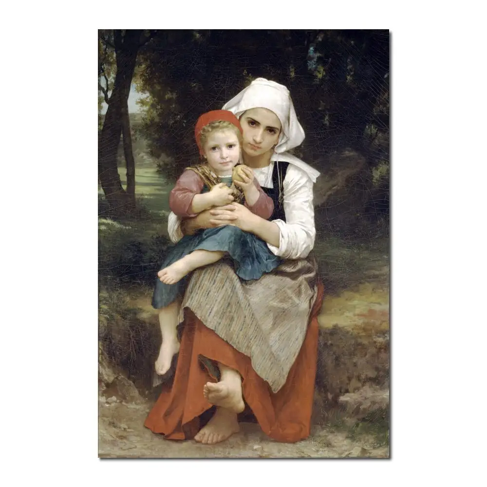 Breton Brother and Sister by William Adolphe Bouguereau Canvas art Painting High quality Hand painted