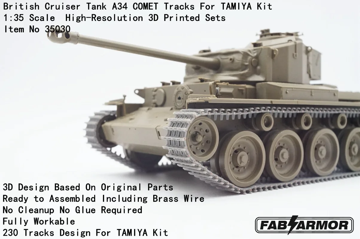 FAB Armor Fa35031 1/35 A34 Comet Cruiser Tank Workable Track 3D Printed For Tamiya 35380