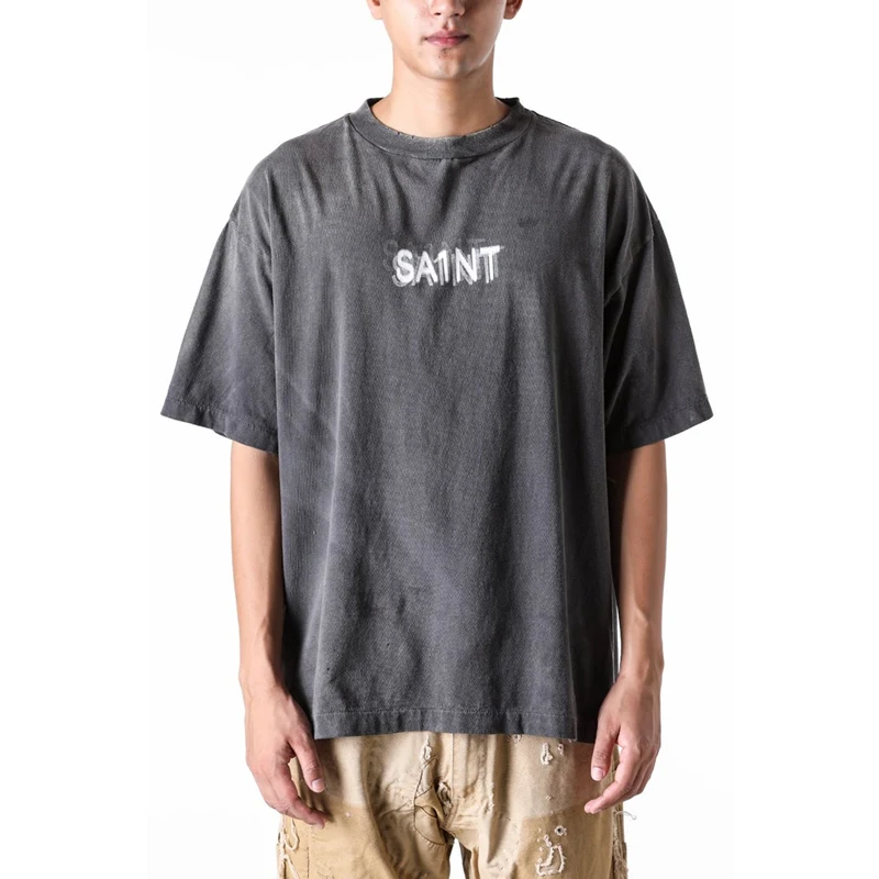 

Футболка SAINT of MICHAEL в стиле ретро, свободного кроя, с коротким рукавом, с буквенным принтом, повседневная, на все сезоны, из хлопка