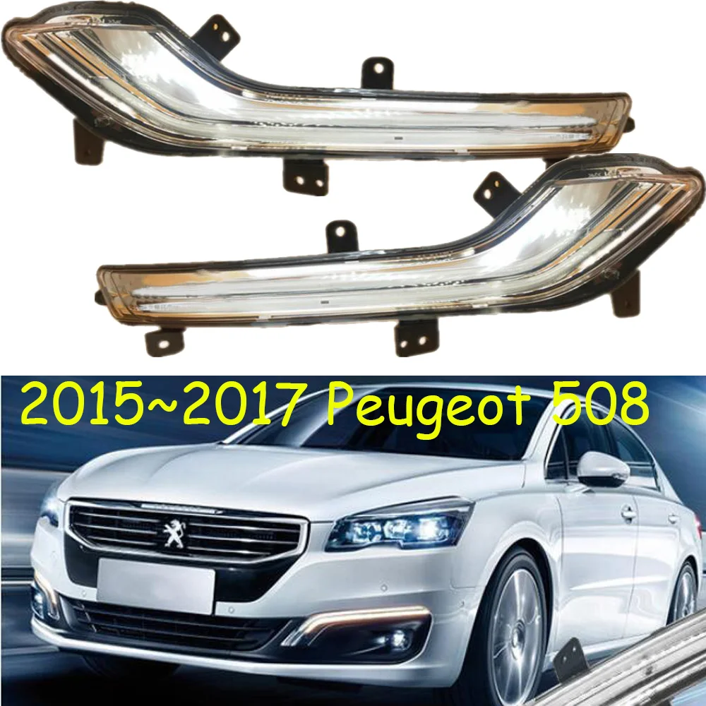 1pcs 2015~2017y car bupmer head light for Peugeot 508 headlight car accessories LED DRL fog for Peugeot 508 headlamp