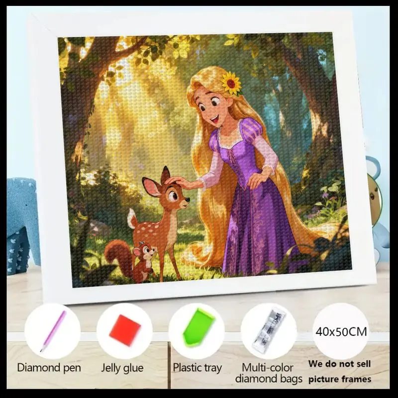 

1 шт., набор алмазной живописи принцессы Диснея Рапунцель 5D, полная дрель, сделай сам, мультяшные лесные друзья, художественное ремесло с оленем и белкой, Crys