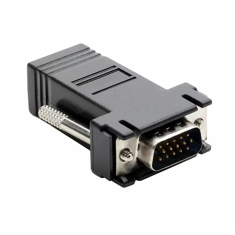 VGA DB15 to RJ45 Ethernet Connector 15Pin VGA Male Female to RJ45 Signal Adapter Suitable for VGA Interfaces 3 Row 15P Connector