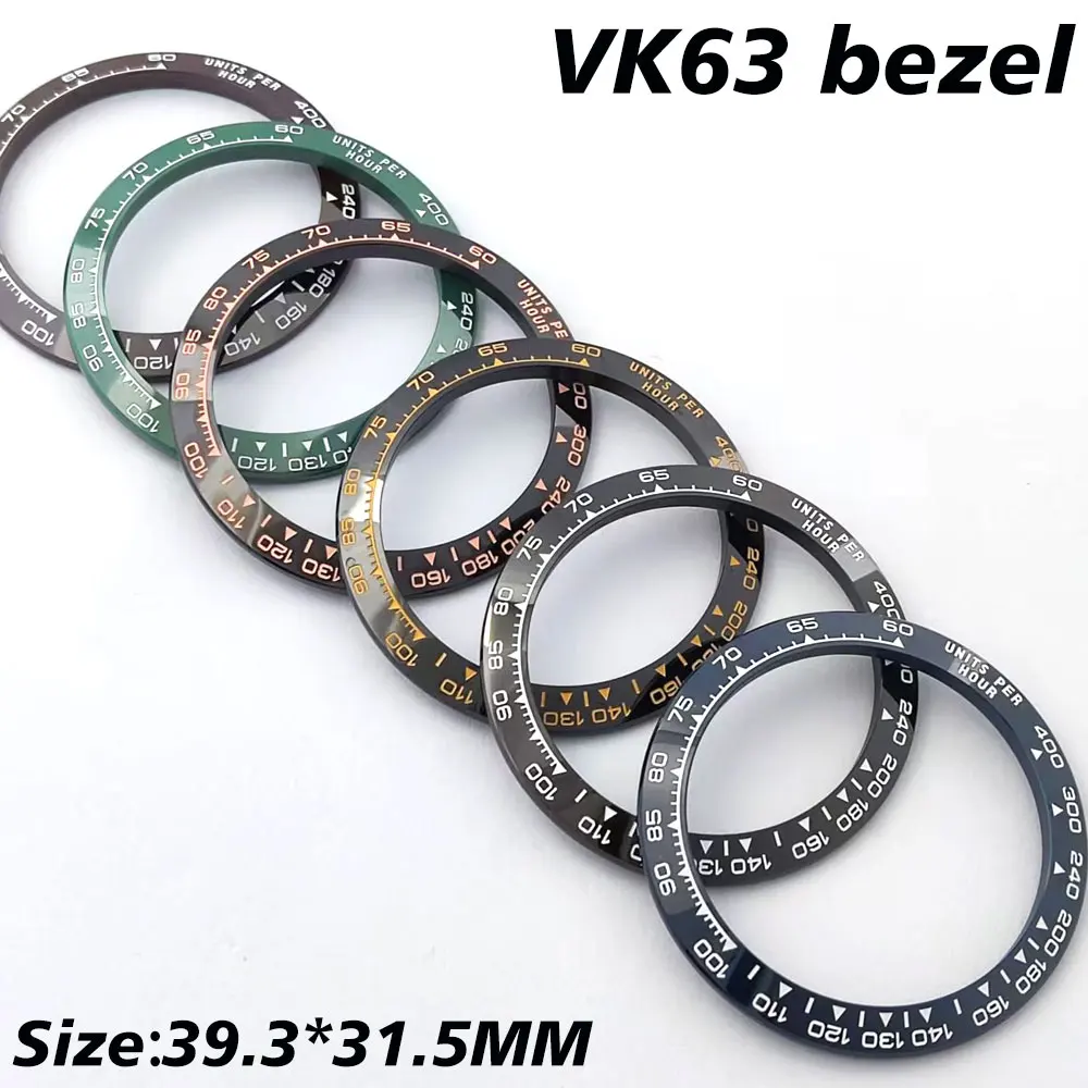 VK63 Bezel Polychrome Sloped Ceramic Bezel 39.3*31.5mm Fits VK63 Movement Watch Accessories