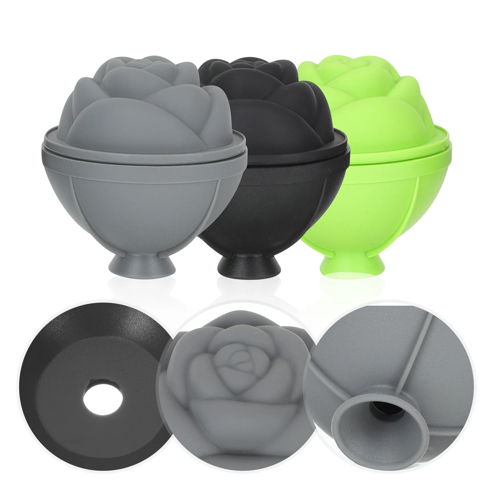 

3Pcs Rose Shaped Ice Cube Mold Silicone Balls Decorative Cubes Light Bulb Molds LeakProof NonStick Cocktail Whiskey Gifts
