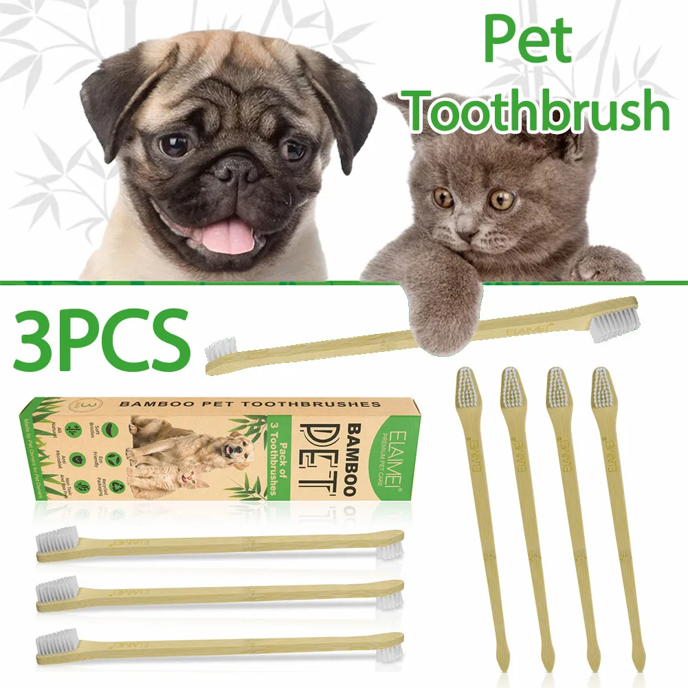 3pcs Pet Toothbrush Double Headed Dog Toothbrush Cleaning Dog Cat Brush Bad Breath Teeth Care Tool BPA Free Pet Supplies