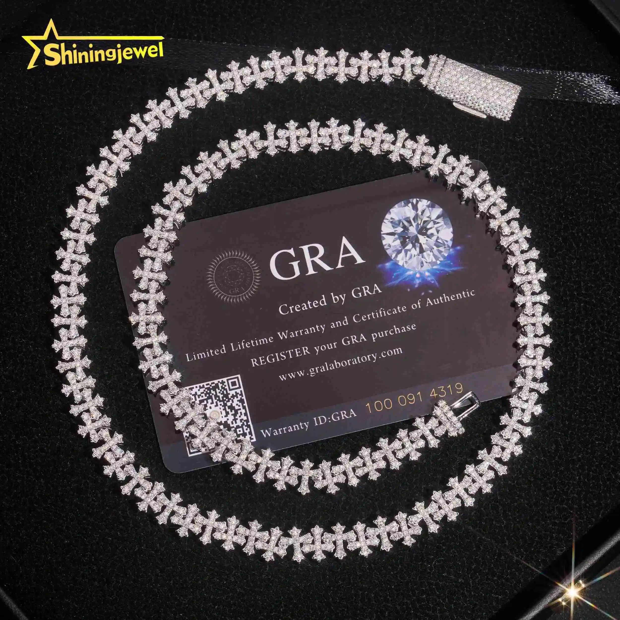 Jewelry Fine Fashion Hot Selling 925 Sterling Silver Hip Hop 8mm Iced Out Infinity Cross Necklaces.