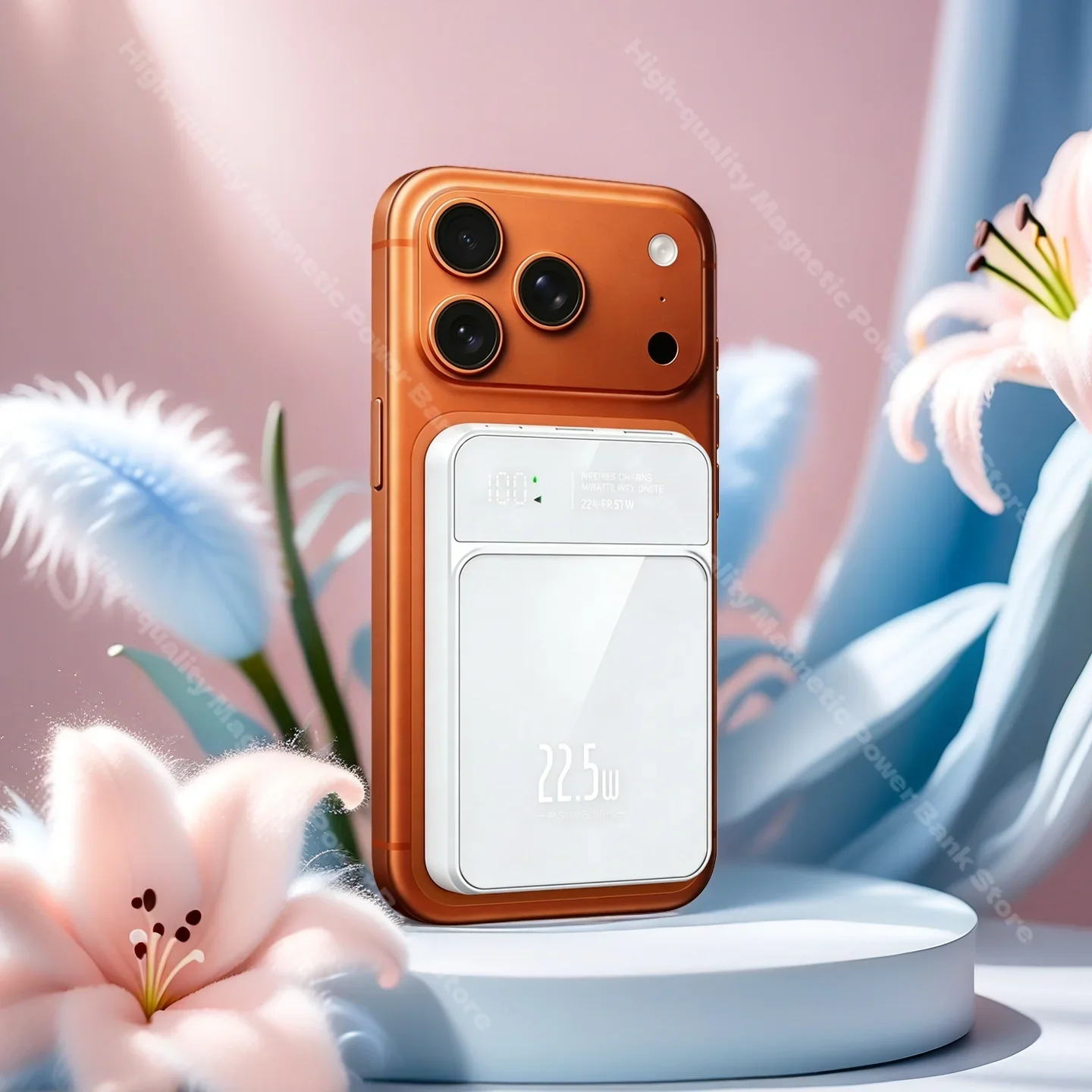 

Беспроводное зарядное устройство-пауэрбанк Mini 50000 мАч с быстрой зарядкой PD22.5W для iPhone 17, 16, 15 (совместимо с MagSafe)