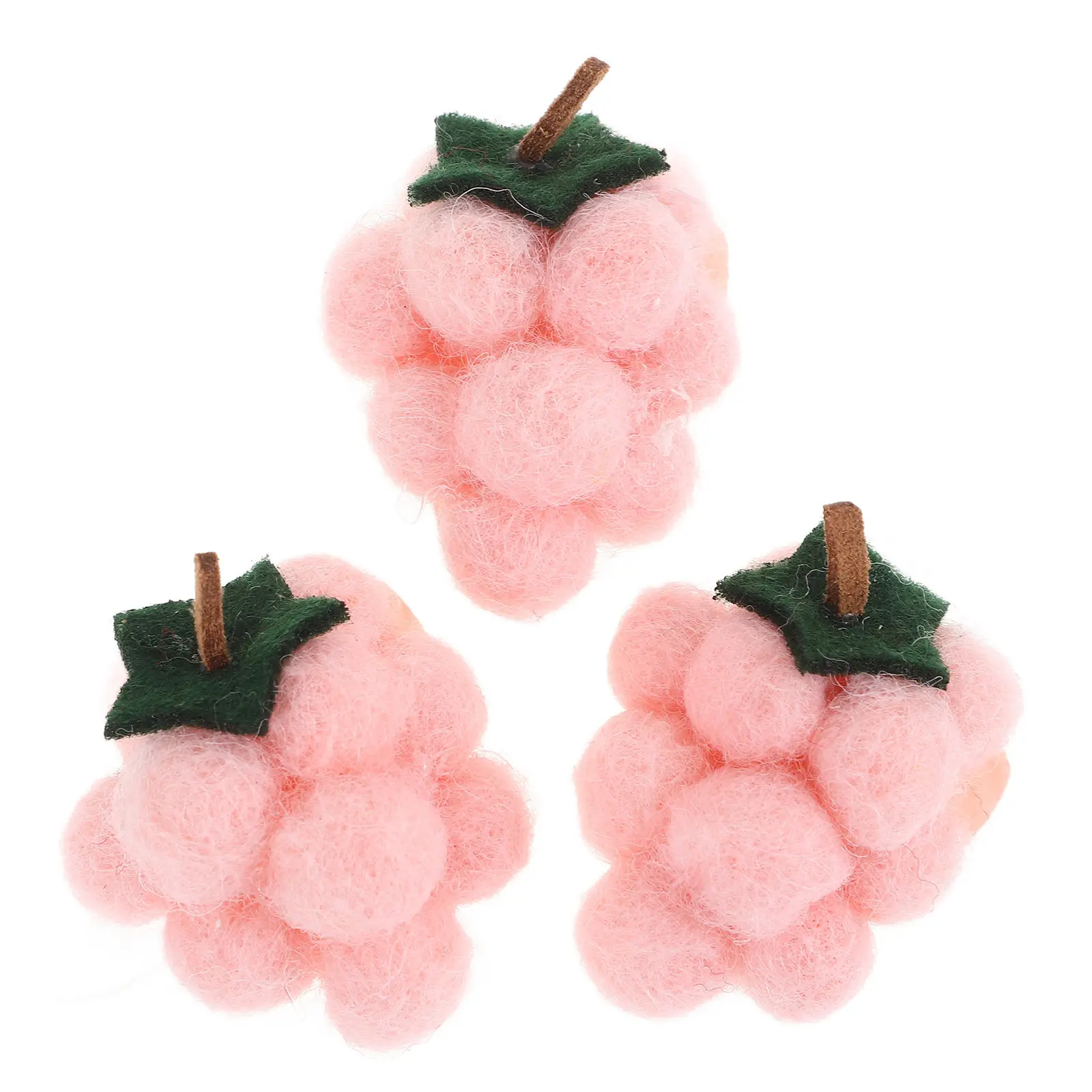Kit DIY de 3 épingles à cheveux en feutre en forme de raisin, matériel artisanal en feutre de qualité supérieure pour la fabrication d'épingles à cheveux, fournitures adorables pour la création de pinces à cheveux