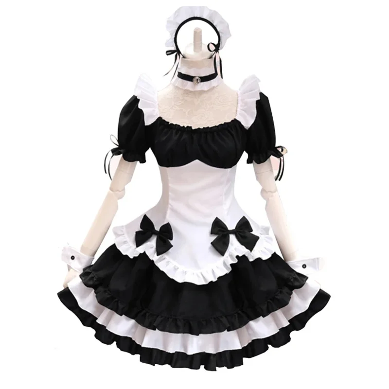 Costume cosplay anime cameriera lolita vestito nero bianco cameriera cameriere grembiule abiti uniformi ragazze donne costumi di scena festa