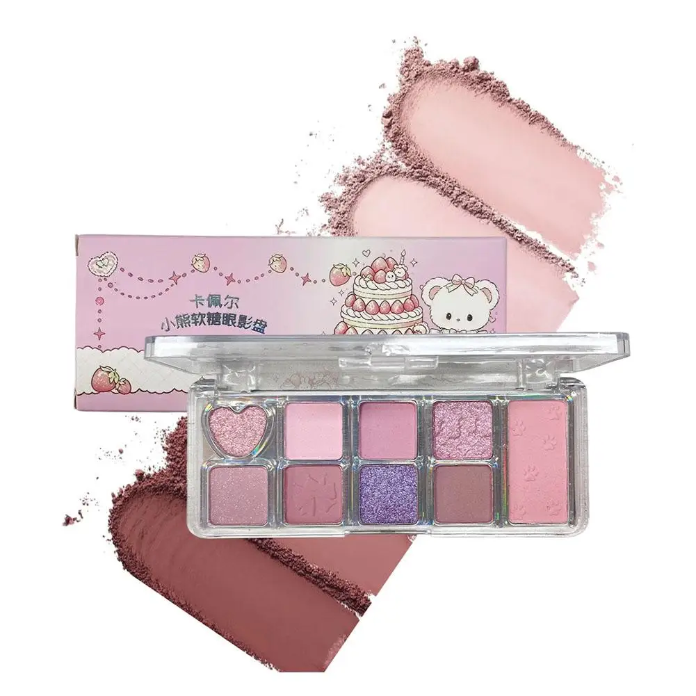 9-Farben-Bären-Lidschattenpalette, vielseitige Matte-Perlen-Lidschattenpalette mit großen Grundfarben für den täglichen Gebrauch, 8g 2026 – Detail 1