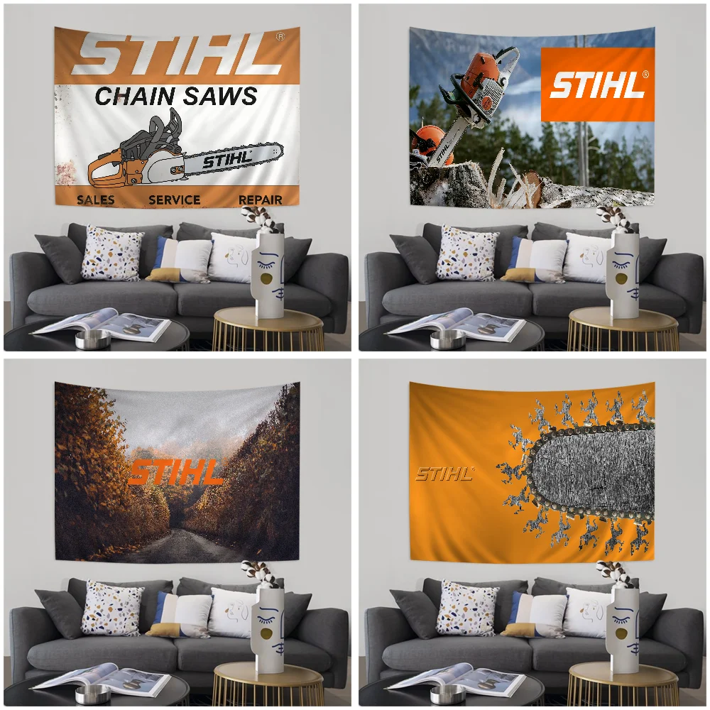 Stihl Logo Printed Cartoon Tapestry Wall Hanging Decoration Household Home Decor