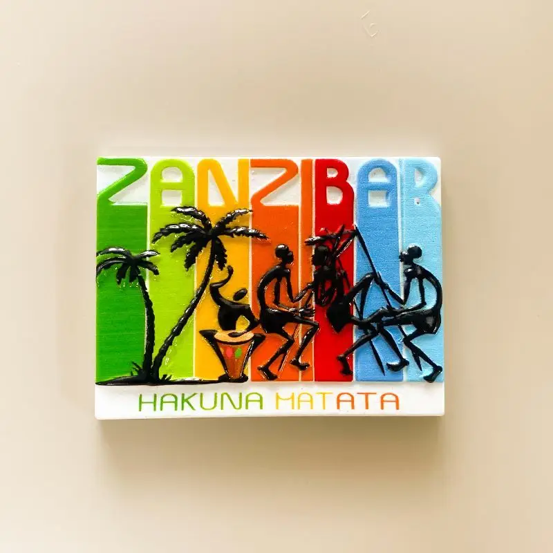 

Zanzibar Refrigerator Magnet Colorful Coconut Tree Cultural Home Magnetic Decoration African Niche Travel Souvenir