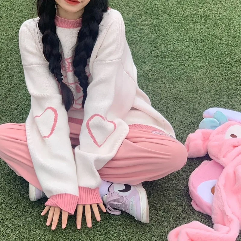 Sanrio ma mélodie pull femmes filles mignonnes décontracté col rond tricoté Y2k hauts automne/hiver polyvalent pull Y2k vêtements 2025