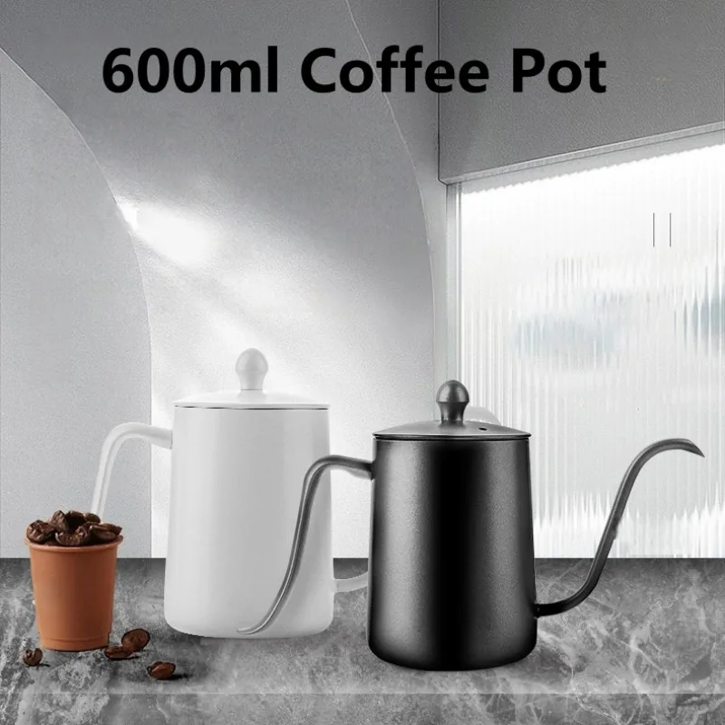 

600ml Coffee Hand Brewing Pot Drip Kettle Coffee Tea Pot Non-stick Coating Food Grade Stainless Steel Swan Neck Coffee Pot