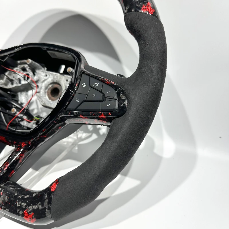 Steering Wheel for Renault Clio 5 Car Parts with Suede for Renault Clio 5 with LED Flat Bottom Real Carbon Fiber New Design view 2