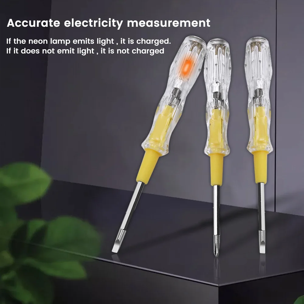 Destornillador de doble cabeza desmontable, bolígrafo de prueba, Detector de voltaje LED de electricista doméstico, 5 piezas, AC100-500V