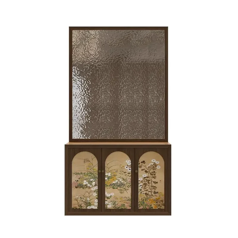 Song Dynasty aesthetic door shoe cabinet, solid wood screen partition living room French medieval door cabinet