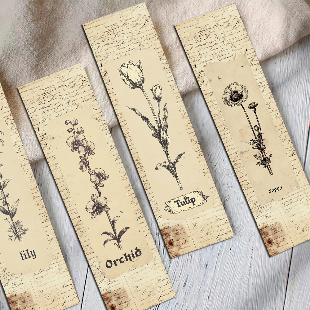 30PCS Personalized Birth Flower Bookmarks Creative DIY Creative Landscape Reading Book Stationery Page Marking Gift Cards ﻿