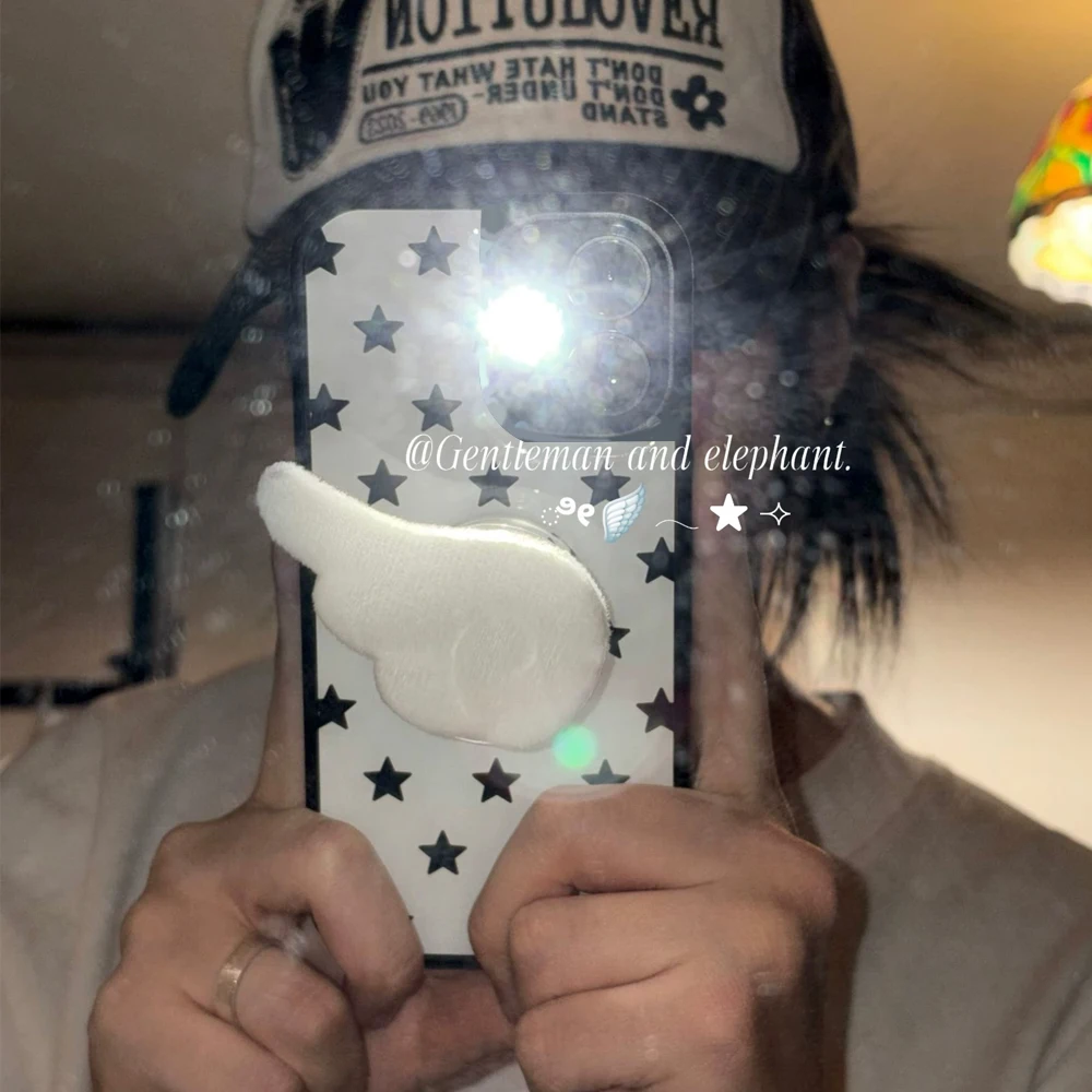 Funda para Teléfono con Diseño Japonés y Coreano, Simple, en Blanco y Negro, Clásica, Estilo y2k, con Estrellas, para iPhone 17, 16, 15, 14, 13, 12, 11 Pro Max Plus