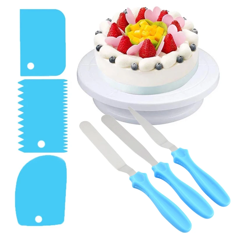 

7Pcs Cake Tools Kitchen Baking Accessories Cake Turntable Cream Scraper Spatula Butter Cream Icing Knife Baking Supplies Sets