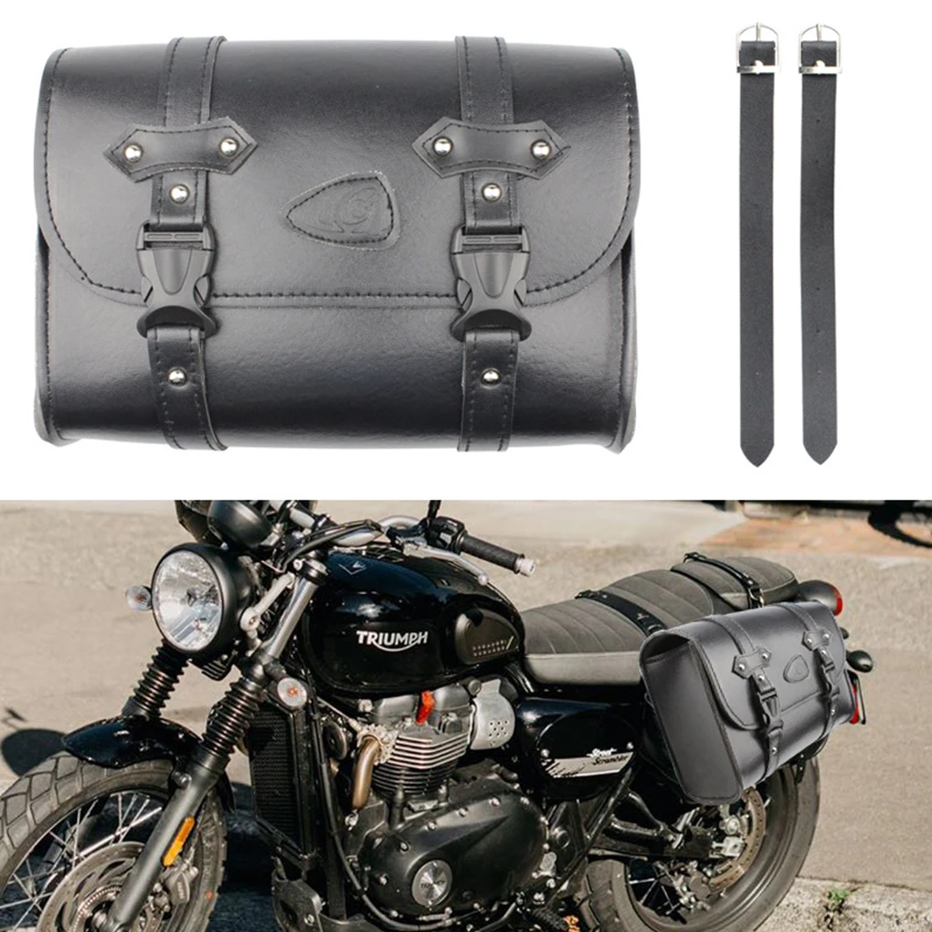 PU Motorcycle Side Bag With Buckles Waterproof Large Capacity Strong Structure Wear-resistant