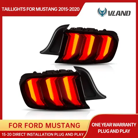 Vland 2015-2023 Światła tylne LED do Forda Mustanga S550 z 5 trybami kierunkowskazów