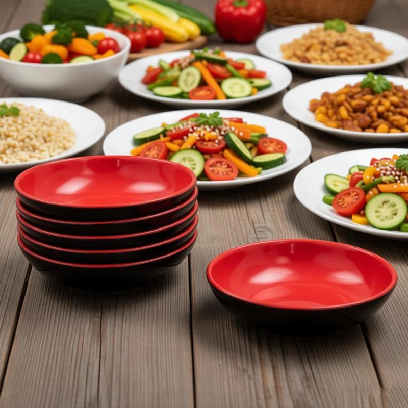 

1Pc Round Sauce Dishes Food Dipping Bowls Seasoning Dish Appetizer Plates Red And Black Dish Appetizer Plates