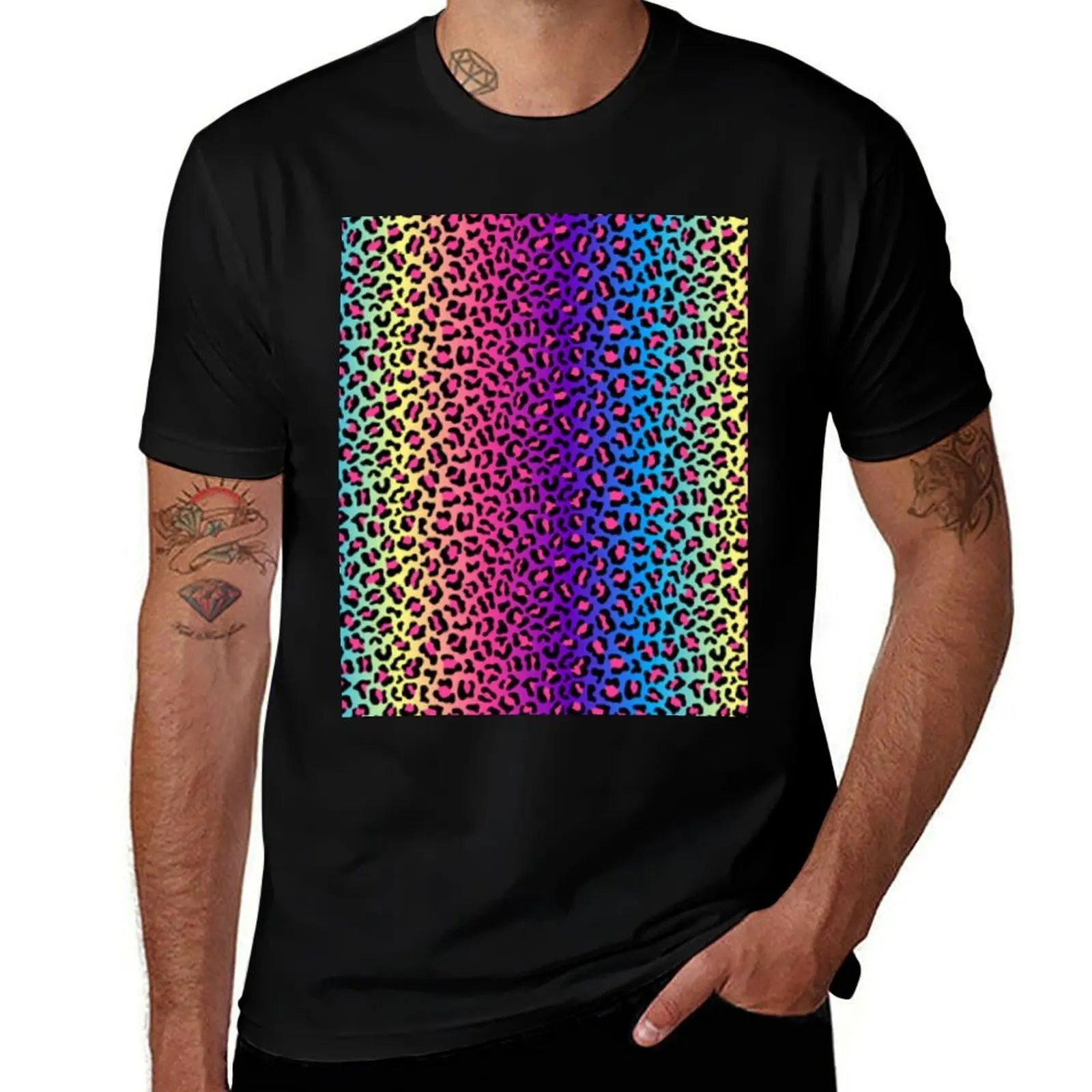 Rainbow Leopard T-Shirt street wear graphic tee shirt mens graphic t-shirts pack