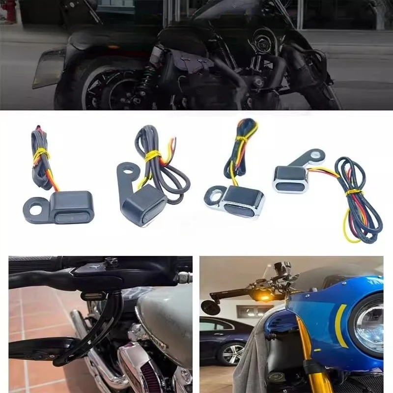 

for Harley 750 SOFTAIL Fat Boy Breakout Low Rider S Street Bob Mini LED Handlebar Turn Signal Lights 12V Yellow Signal Indicator