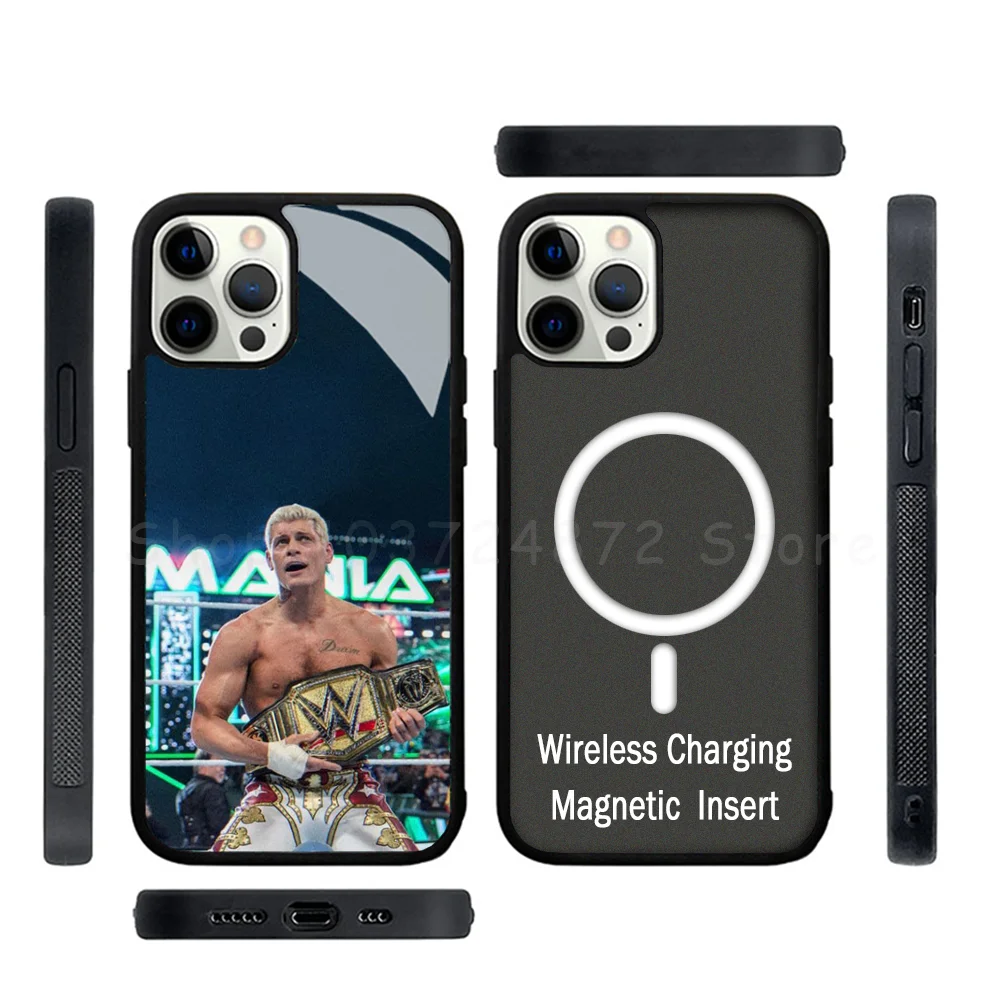 C-Cody Rhodes Wwe Phone Case Strong Magnetic For IPhone 15 14 13 Pro Max Alex Mirror For Magsafe Wireless Charging Cover