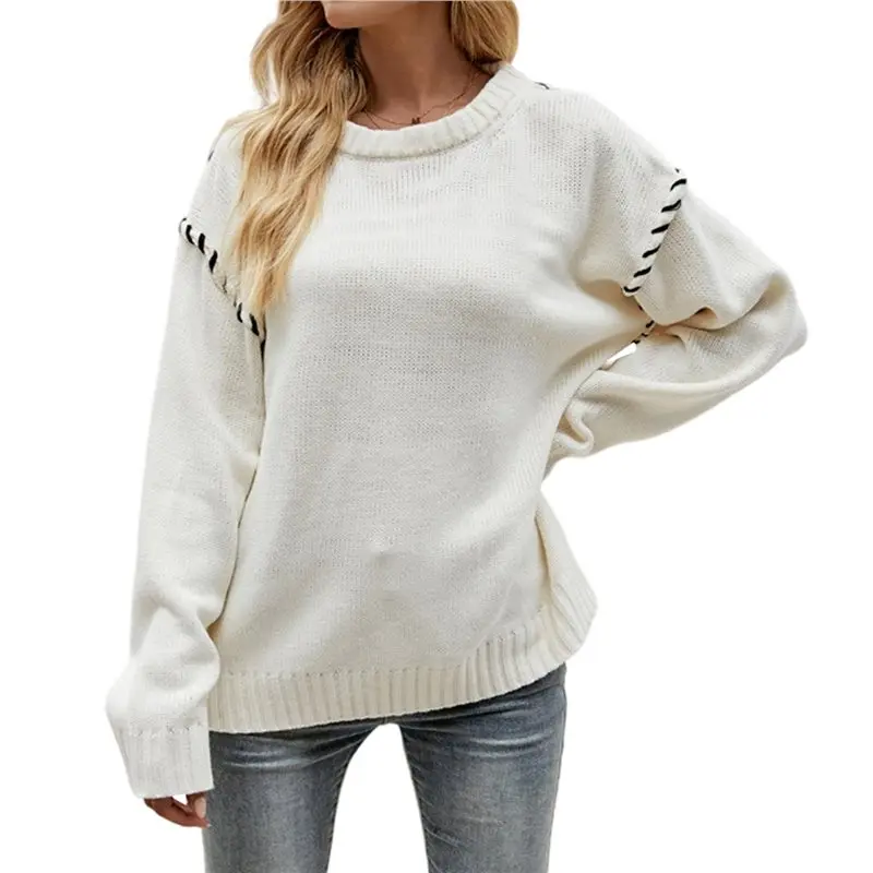 

CYL-Women's Oversized Batwing Sweaters Fall Casual Ribbed Chunky Crochet Crew Neck Long Sleeves Pullover Tops